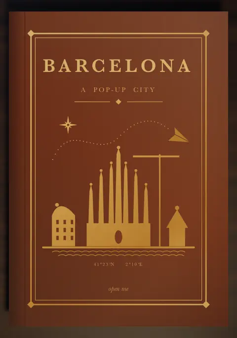 Barcelona's terracotta cloth cover, stamped in gold