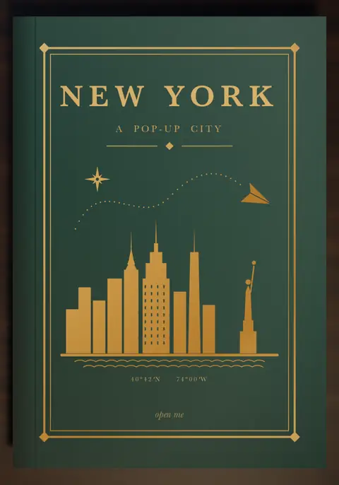New York's verdigris cloth cover, stamped in gold