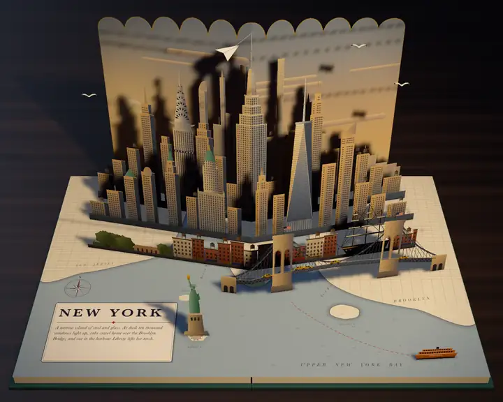 New York: the Manhattan skyline, a pop-up spread