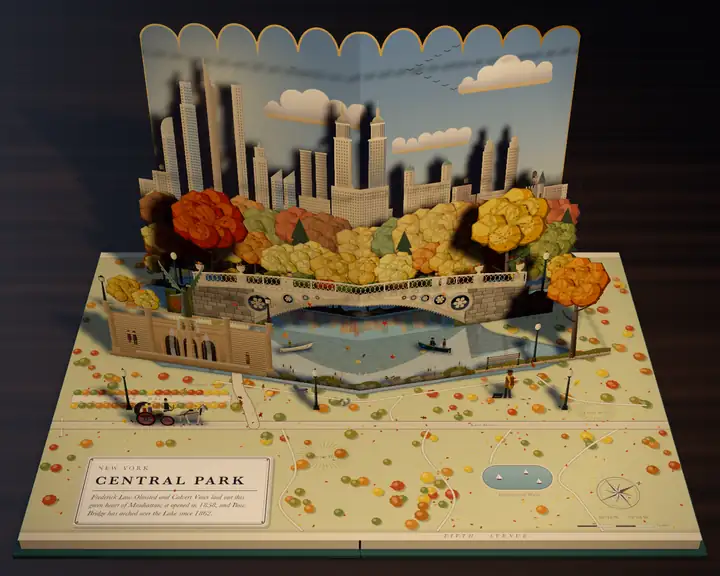 New York: Central Park and Bow Bridge, a pop-up spread