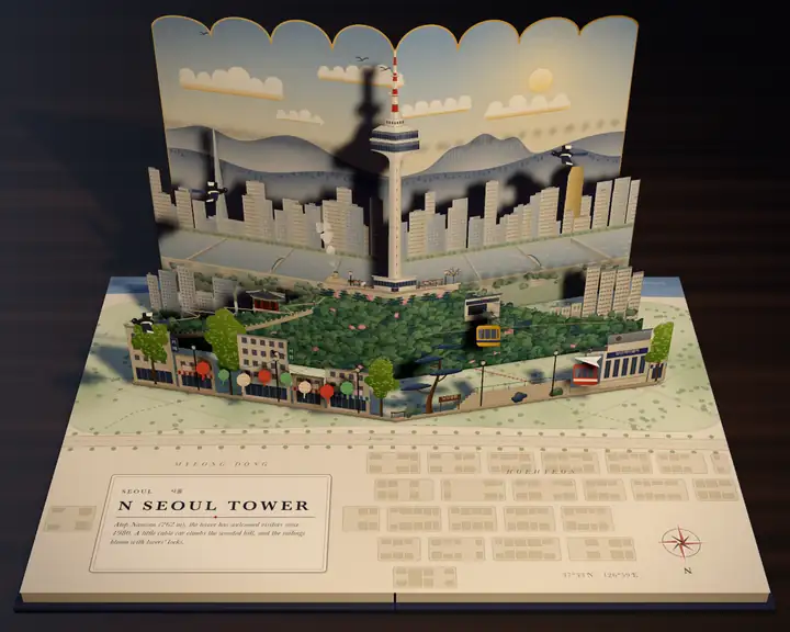 Seoul: N Seoul Tower on Namsan, a pop-up spread